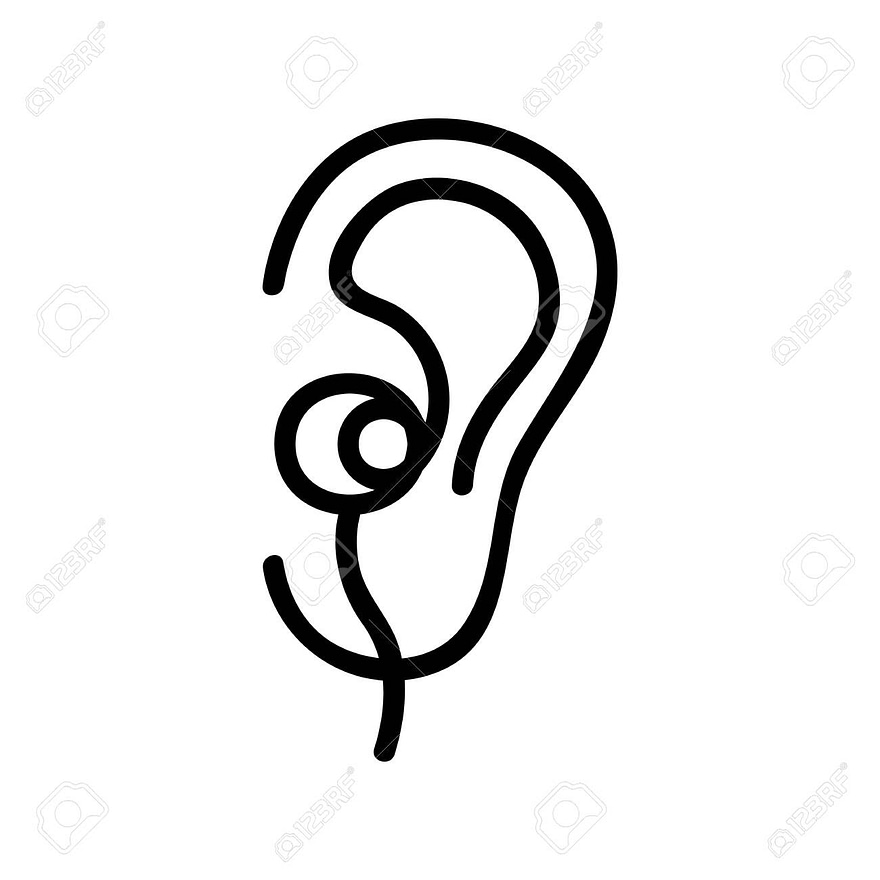 Ear outline with earphone hanging out